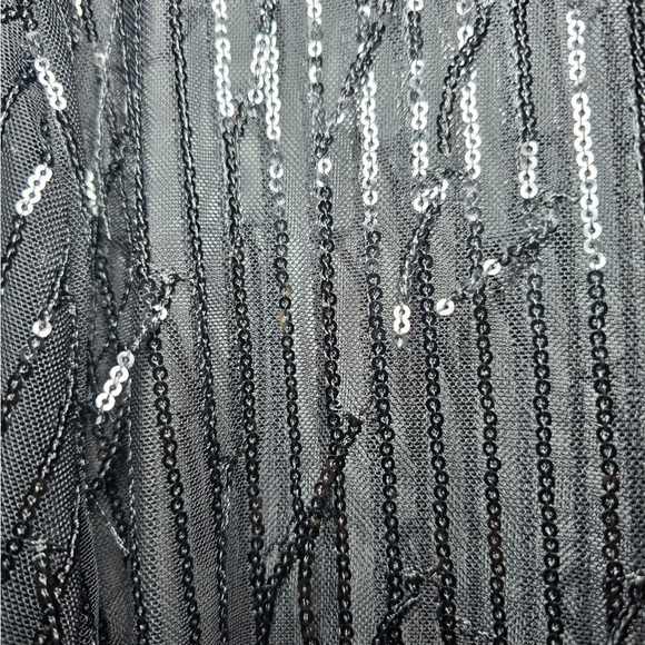 Ultra Pink Black Sheer Sequined Collared Button Up Size 2X Plus LS NWT Dressy - Picture 7 of 8